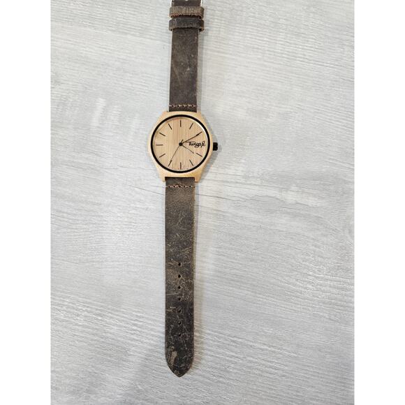 Twig Natural Time Mens Watch With Leather Wristband Wood Nature Twigs - Picture 1 of 7